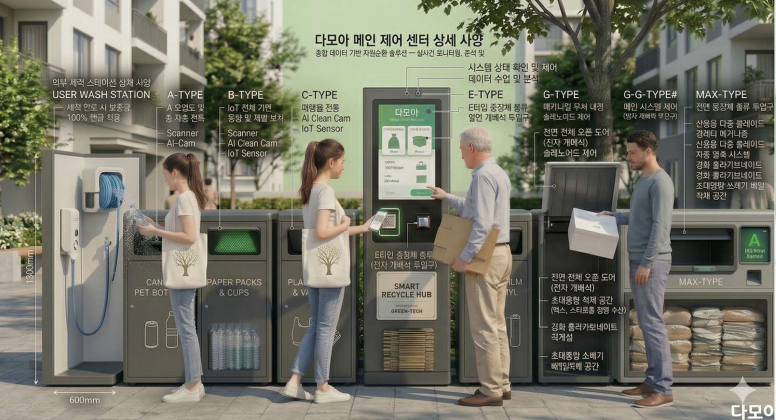 다모아 MAIN 제어센터와 모듈형 자원순환 시스템